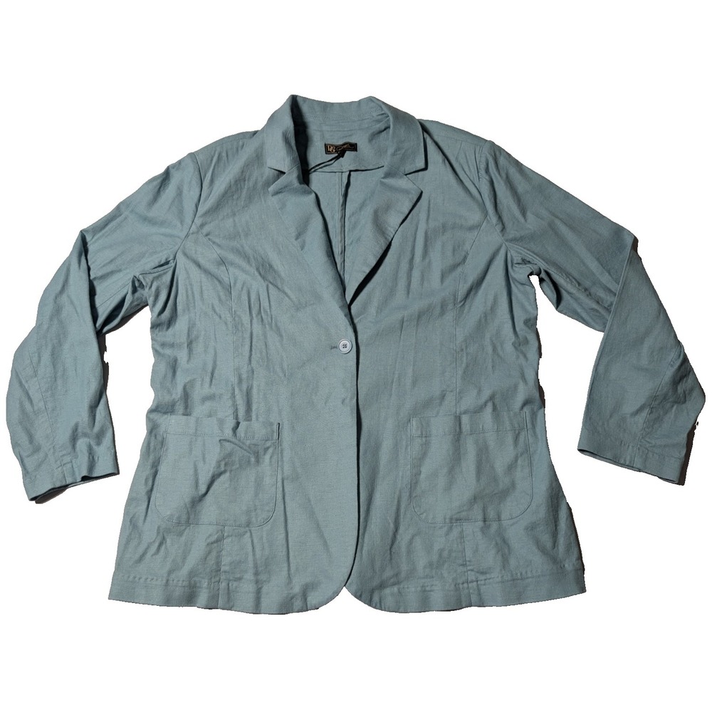 DG2 Diane Gilman Blue Linen‎ Blend Blazer - Women XL NEW